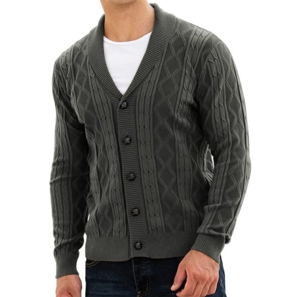 Men's Cable Knit Cardigan Sweater. XL - Picture 1 of 8